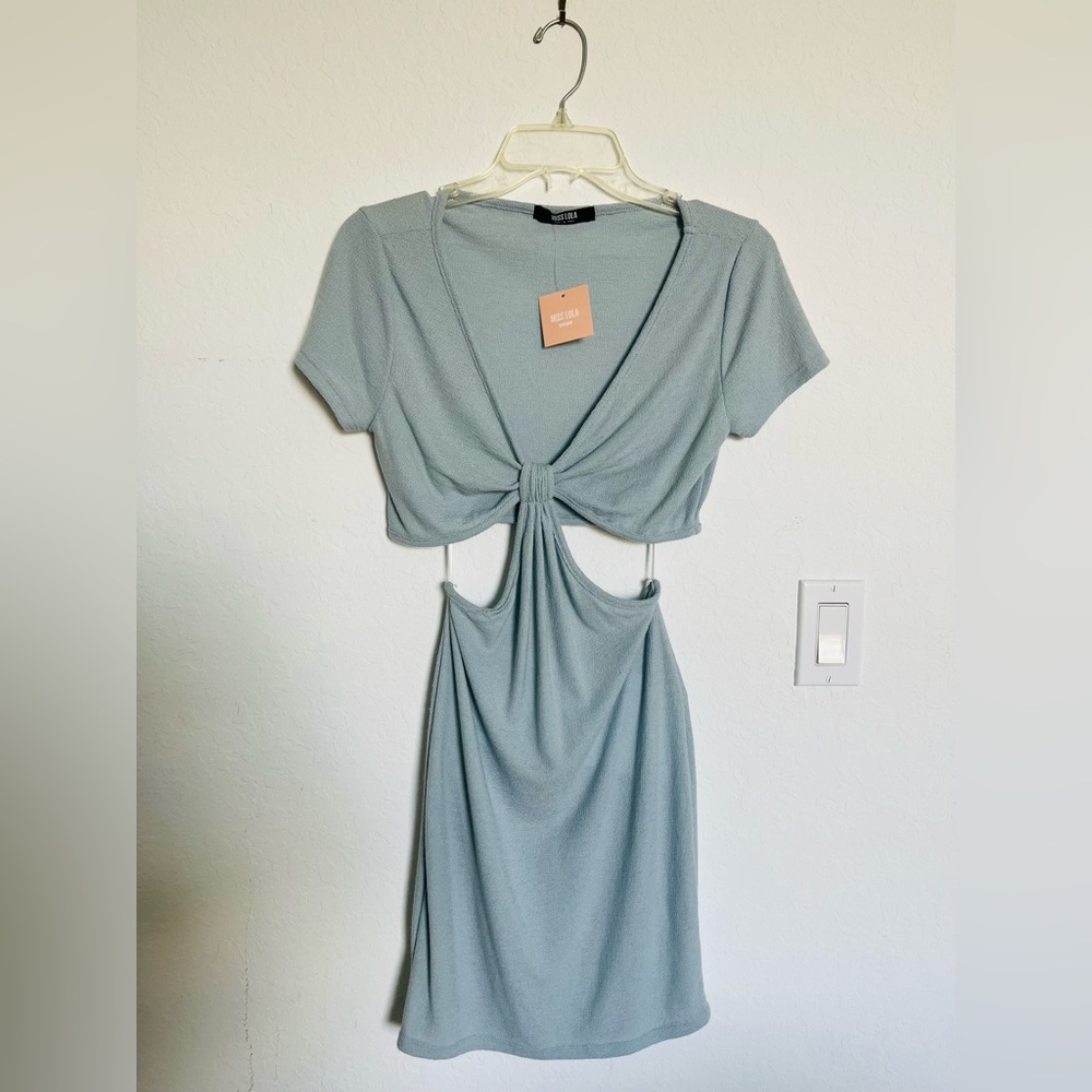 Large Blue Miss Lola Knot-Front Cutout Dress with tags
